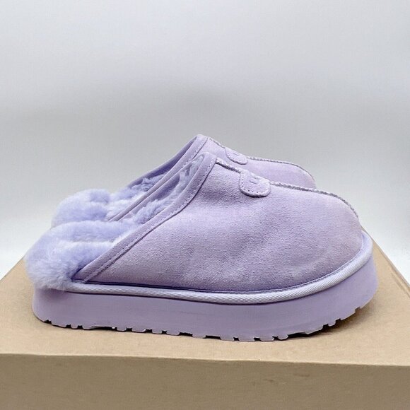 UGG Disquette Genuine Shearling Platform Fur Slide Slipper Sage Blossom Wms US 7 - Picture 5 of 13